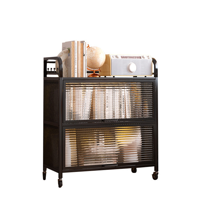 Modern Style Bookshelf Metal Closed Back Bookcase with Door for Office 31.5"L x 10.6"W x 47.2"H Black Clearhalo 'Bookcases' 'furn' 'furn_bookcases' 'Furniture' 'Office Furniture' 5380164