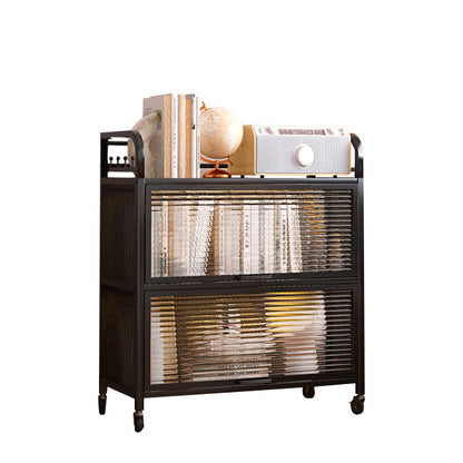 Modern Style Bookshelf Metal Closed Back Bookcase with Door for Office 31.5"L x 10.6"W x 47.2"H Black Clearhalo 'Bookcases' 'furn' 'furn_bookcases' 'Furniture' 'Office Furniture' 5380164