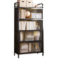 Modern Style Bookshelf Metal Closed Back Bookcase with Door for Office 31.5"L x 10.6"W x 70.9"H Black Clearhalo 'Bookcases' 'furn' 'furn_bookcases' 'Furniture' 'Office Furniture' 5380167