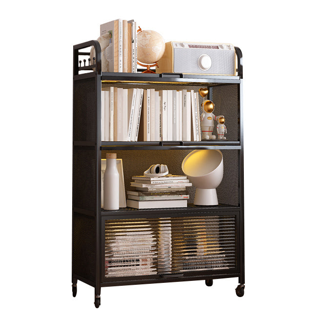 Modern Style Bookshelf Metal Closed Back Bookcase with Door for Office Clearhalo 'Bookcases' 'furn' 'furn_bookcases' 'Furniture' 'Office Furniture' 5380172