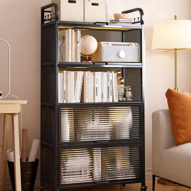Modern Style Bookshelf Metal Closed Back Bookcase with Door for Office Clearhalo 'Bookcases' 'furn' 'furn_bookcases' 'Furniture' 'Office Furniture' 5380180
