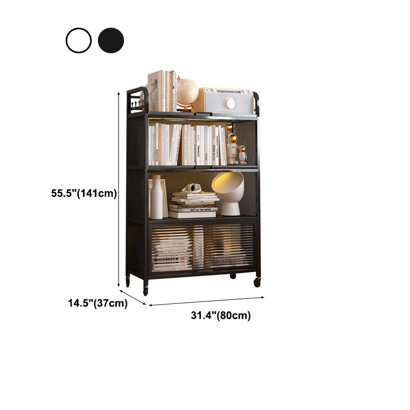 Modern Style Bookshelf Metal Closed Back Bookcase with Door for Office Clearhalo 'Bookcases' 'furn' 'furn_bookcases' 'Furniture' 'Office Furniture' 5380182