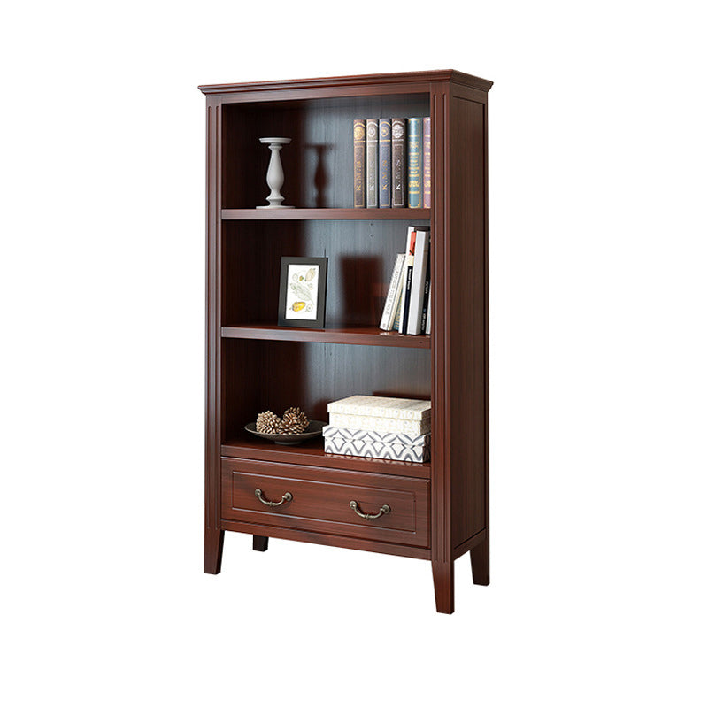 Solid Wood Closed Back Bookshelf Nordic Standard Bookcase with Shelves