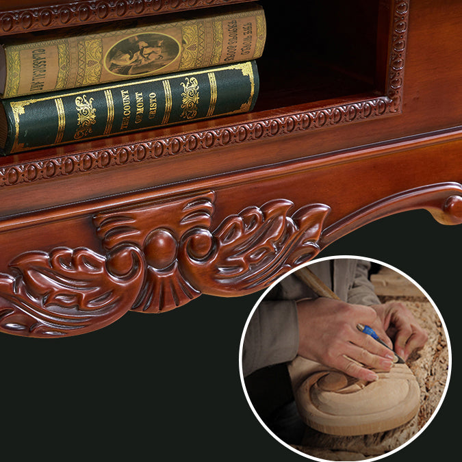 Support de télévision de style traditionnel marron armoire télévisée en bois de chêne avec 2 tiroirs