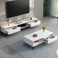 16 - Inch H Wood / Stone TV Console , Minimalist TV Cabinet - Grey / White Clearhalo 'furn' 'furn_tv_stands_entertainment_centers' 'Furniture' 'Living Room Furniture' 'TV Stands & Entertainment Centers' 'TV Stands & Media Storage Furniture' 'tv_stands_entertainment_centers' 5380653