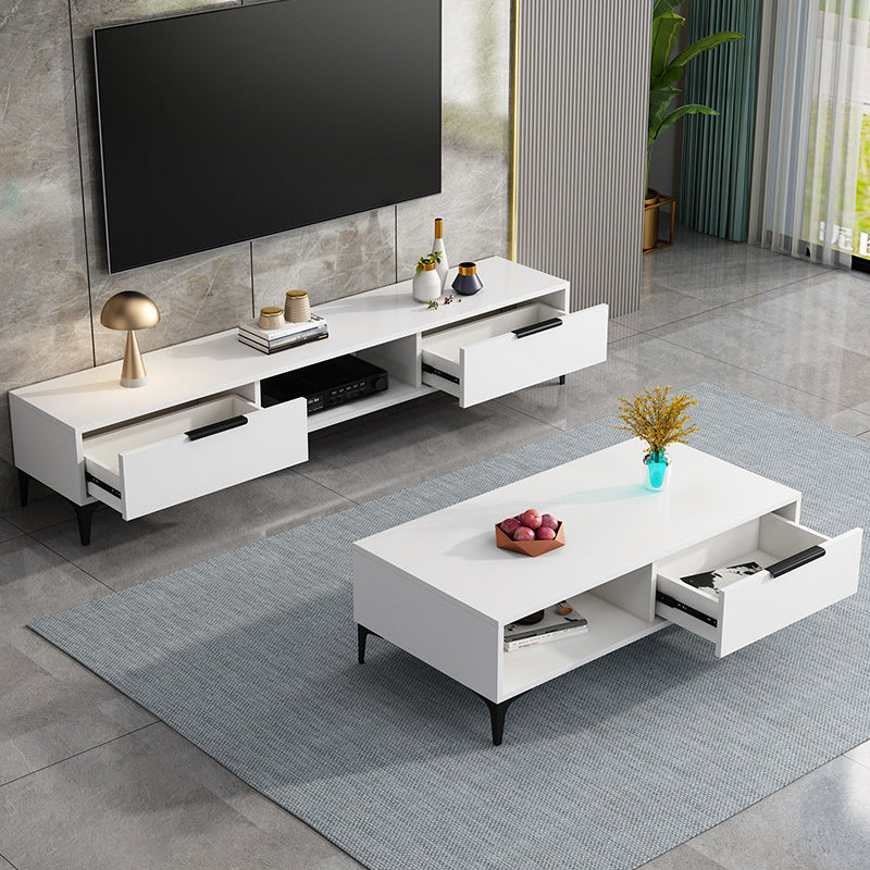 16 - Inch H Wood / Stone TV Console , Minimalist TV Cabinet - Grey / White Clearhalo 'furn' 'furn_tv_stands_entertainment_centers' 'Furniture' 'Living Room Furniture' 'TV Stands & Entertainment Centers' 'TV Stands & Media Storage Furniture' 'tv_stands_entertainment_centers' 5380653