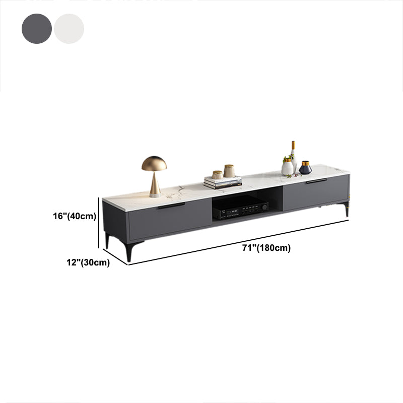 16 - Inch H Wood / Stone TV Console , Minimalist TV Cabinet - Grey / White Clearhalo 'furn' 'furn_tv_stands_entertainment_centers' 'Furniture' 'Living Room Furniture' 'TV Stands & Entertainment Centers' 'TV Stands & Media Storage Furniture' 'tv_stands_entertainment_centers' 5380666