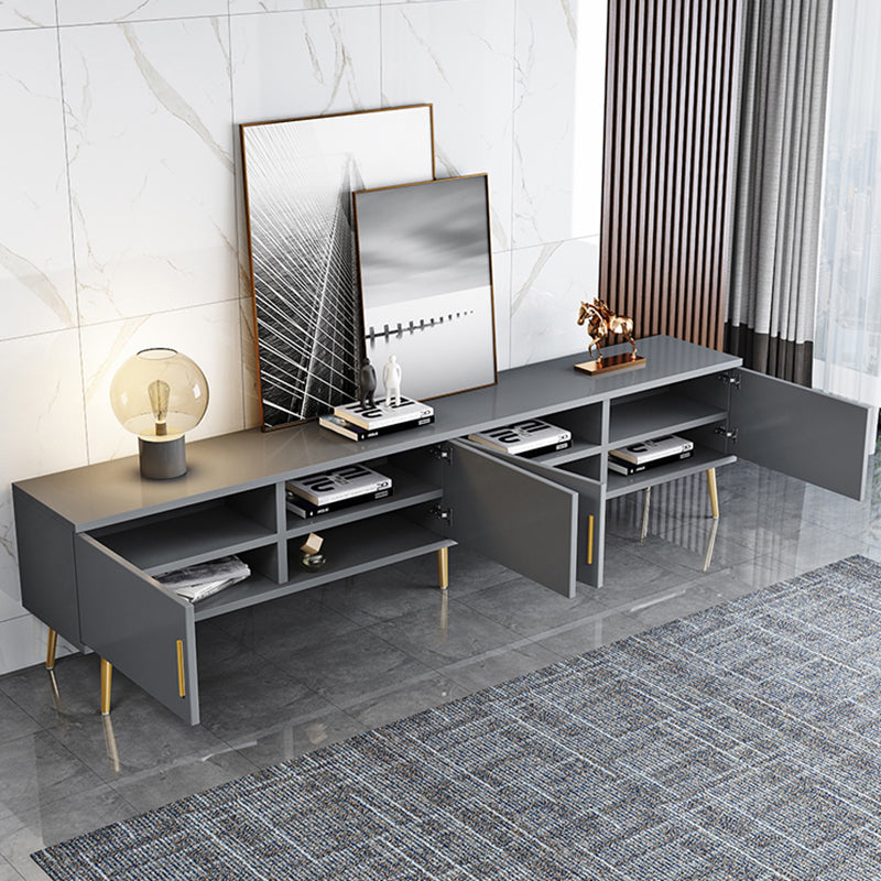 Supporto TV multimediale in legno ingegnerizzato con console TV per riporre gli armadietti chiusi