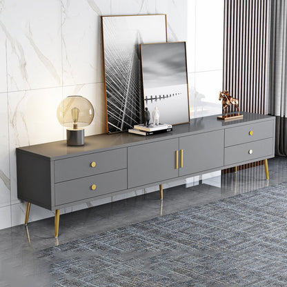 Supporto TV multimediale in legno ingegnerizzato con console TV per riporre gli armadietti chiusi