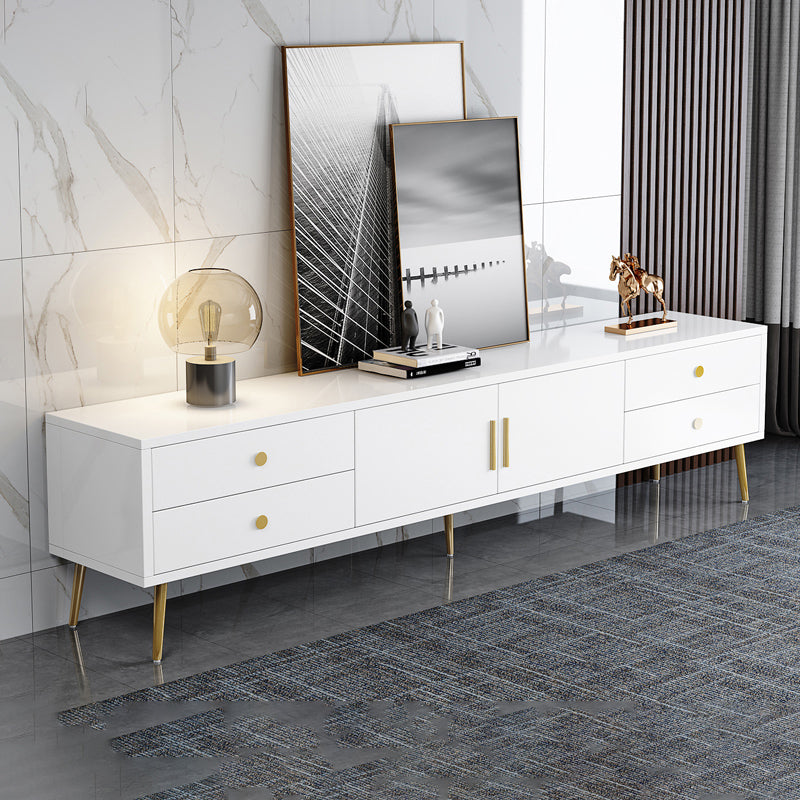 Supporto TV multimediale in legno ingegnerizzato con console TV per riporre gli armadietti chiusi