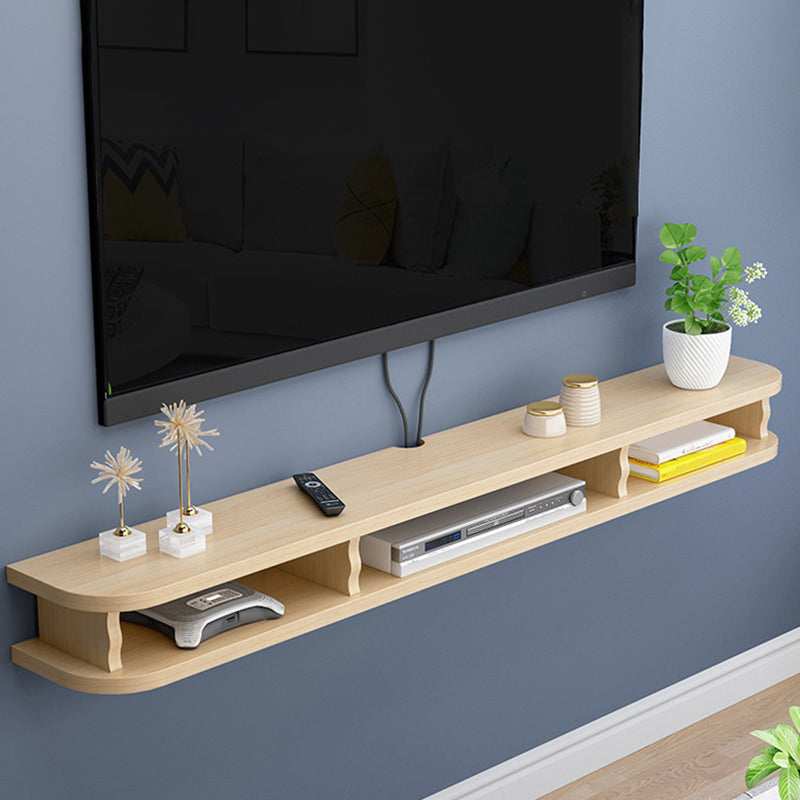 Floating TV Console with Open Storage , Faux Wood Media Console TV Stand , 8.7 - Inch D Wood Clearhalo 'furn' 'furn_tv_stands_entertainment_centers' 'Furniture' 'Living Room Furniture' 'TV Stands & Entertainment Centers' 'TV Stands & Media Storage Furniture' 'tv_stands_entertainment_centers' 5380729
