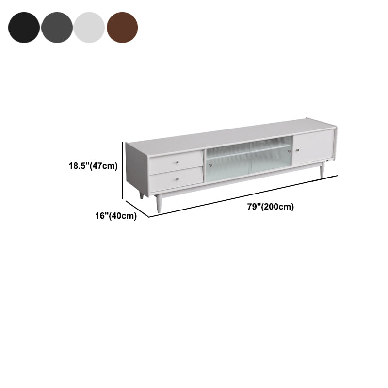 Traditional TV Stand Console with Drawers Rubberwood TV Media Stand