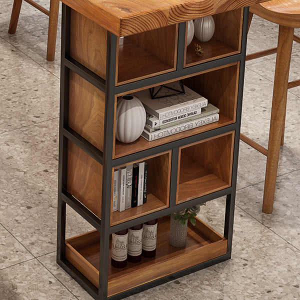 Tavolo da pranzo a barre di legno rettangolo tavolo da bar moderno con base a slitta