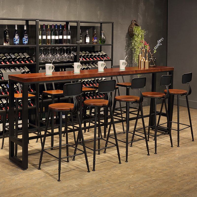 Rectangle Wood Bar Dining Table Modern Bar Table with Trestle Base 86.6"L x 15.7"W x 41.3"H Without Chairs Clearhalo 'Bar Furniture' 'Bar Tables' 'bar_tables' 'furn' 'furn_bar_tables' 'Furniture' 'Kitchen & Dining Furniture' 5380819