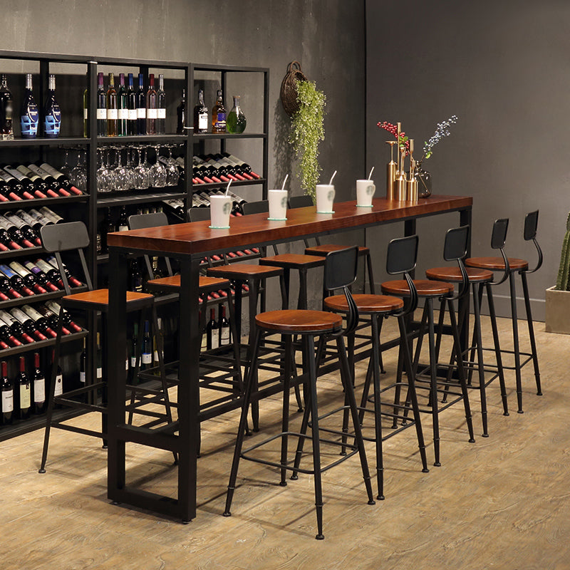 Rectangle Wood Bar Dining Table Modern Bar Table with Trestle Base 110.2"L x 15.7"W x 41.3"H Without Chairs Clearhalo 'Bar Furniture' 'Bar Tables' 'bar_tables' 'furn' 'furn_bar_tables' 'Furniture' 'Kitchen & Dining Furniture' 5380821