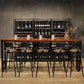 Rectangle Wood Bar Dining Table Modern Bar Table with Trestle Base 98.4"L x 15.7"W x 41.3"H Without Chairs Clearhalo 'Bar Furniture' 'Bar Tables' 'bar_tables' 'furn' 'furn_bar_tables' 'Furniture' 'Kitchen & Dining Furniture' 5380822