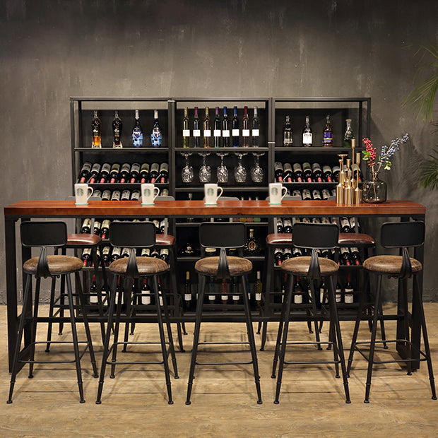 Rectangle Wood Bar Dining Table Modern Bar Table with Trestle Base 98.4"L x 15.7"W x 41.3"H Without Chairs Clearhalo 'Bar Furniture' 'Bar Tables' 'bar_tables' 'furn' 'furn_bar_tables' 'Furniture' 'Kitchen & Dining Furniture' 5380822