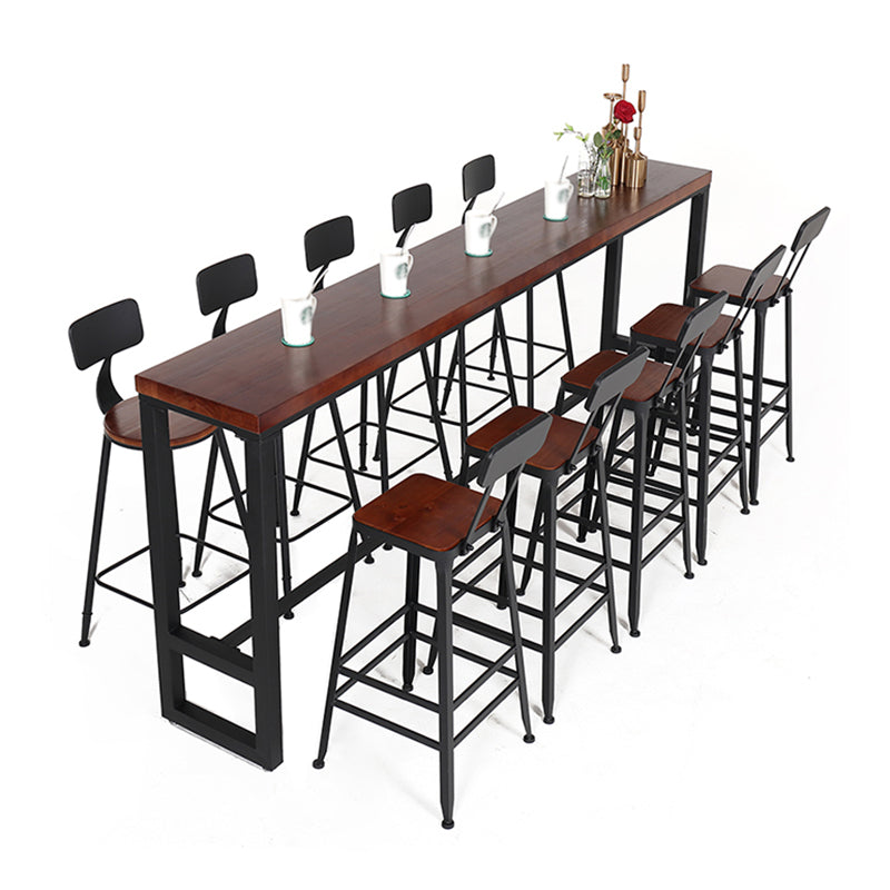 Rectangle Wood Bar Dining Table Modern Bar Table with Trestle Base Without Chairs Clearhalo 'Bar Furniture' 'Bar Tables' 'bar_tables' 'furn' 'furn_bar_tables' 'Furniture' 'Kitchen & Dining Furniture' 5380823