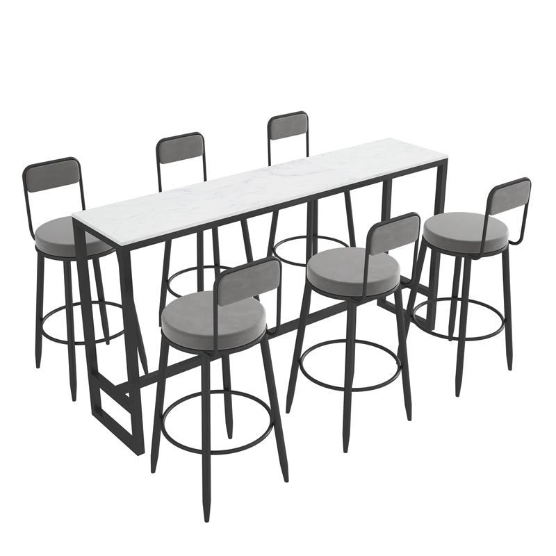 Rechthoekige stenen bar eettafel Moderne bartafel met schraagonderstel in zwart