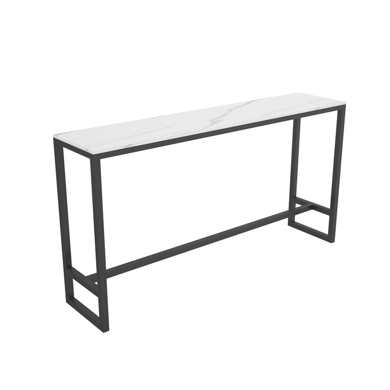 Rechthoekige stenen bar eettafel Moderne bartafel met schraagonderstel in zwart