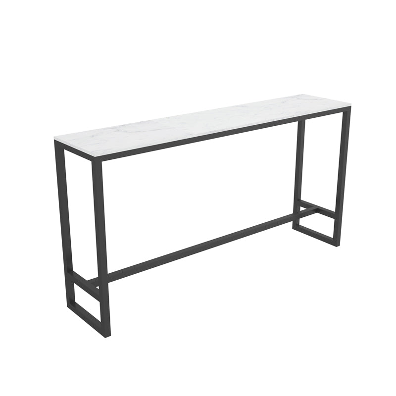 Rechthoekige stenen bar eettafel Moderne bartafel met schraagonderstel in zwart
