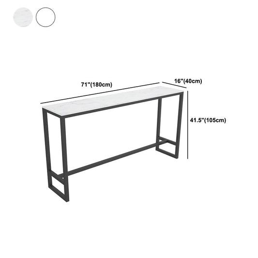 Rechteck Stone Bar Esstisch Moderner Bar Tisch mit Trestle -Basis in Schwarz