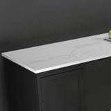 Tavolo da bar in pietra tradizionale tavolo da bar rettangolo di lusso con base in slitta in nero