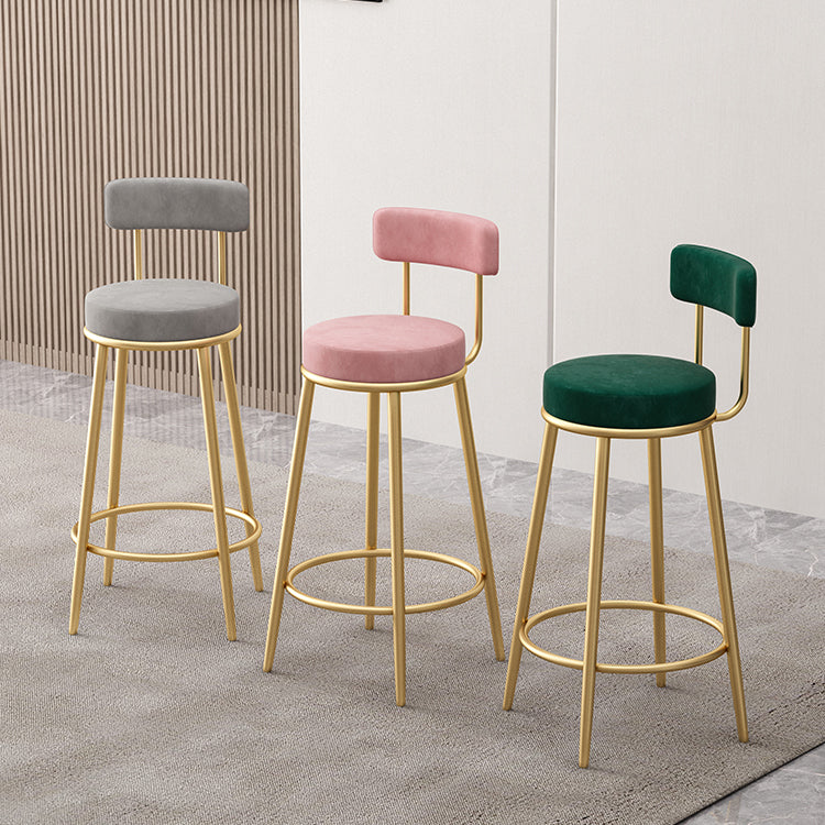 Tabouret de comptoir sans arme nordique tabouret de bar de fer de fer avec coussin et pédale