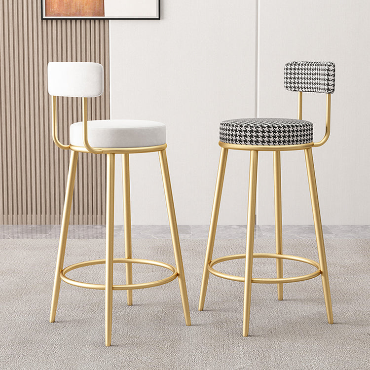 Tabouret de comptoir sans arme nordique tabouret de bar de fer de fer avec coussin et pédale