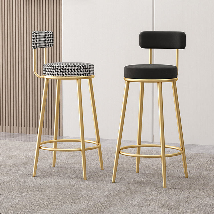 Tabouret de comptoir sans arme nordique tabouret de bar de fer de fer avec coussin et pédale