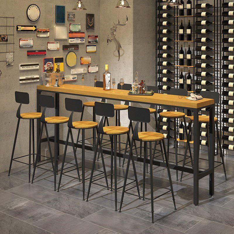 Modern 1/6/11 Pieces Bar Table Set Rectangle Pine Wood Counter Table with High Stools Clearhalo 'Bar Furniture' 'furn' 'furn_home_bar_bar_sets' 'Furniture' 'Home Bars & Bar Sets' 'home_bar_bar_sets' 'Kitchen & Dining Furniture' 5381406