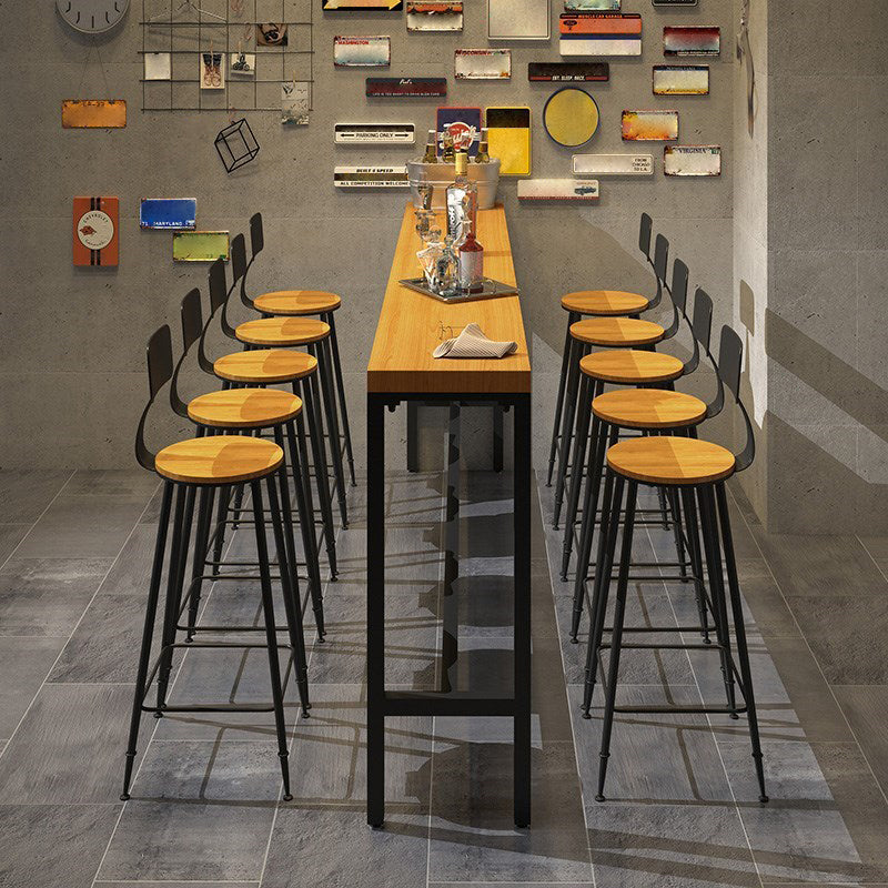 Modern 1/6/11 Pieces Bar Table Set Rectangle Pine Wood Counter Table with High Stools 11 Pieces: Table, 10 Stools Clearhalo 'Bar Furniture' 'furn' 'furn_home_bar_bar_sets' 'Furniture' 'Home Bars & Bar Sets' 'home_bar_bar_sets' 'Kitchen & Dining Furniture' 5381411