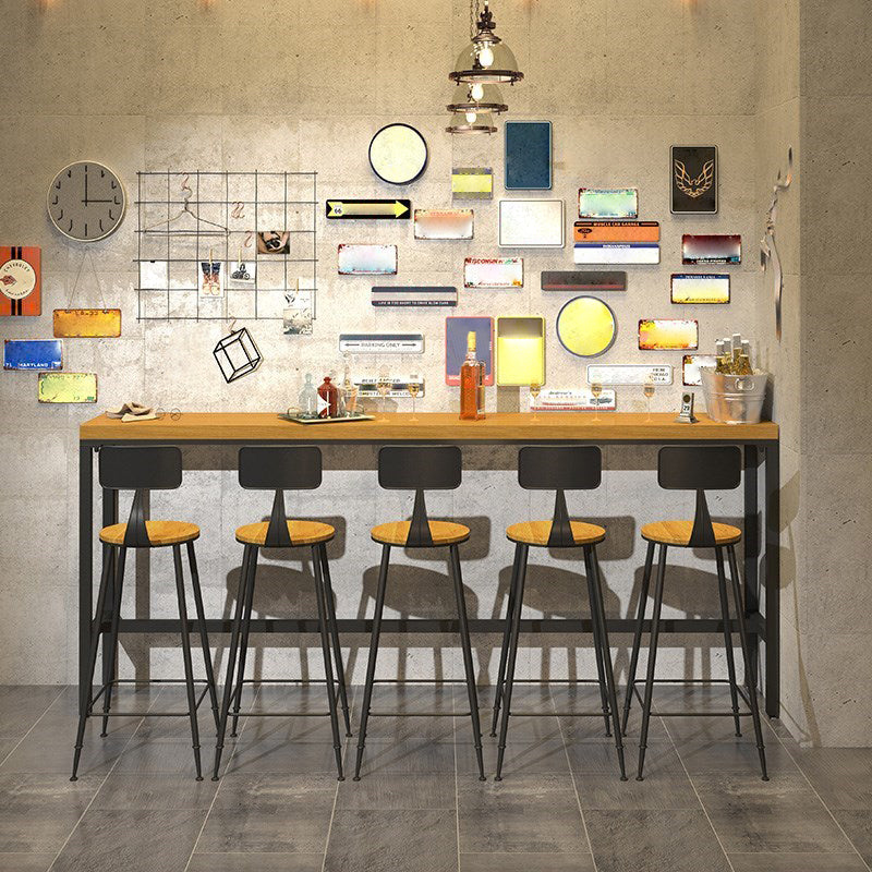 Modern 1/6/11 Pieces Bar Table Set Rectangle Pine Wood Counter Table with High Stools Clearhalo 'Bar Furniture' 'furn' 'furn_home_bar_bar_sets' 'Furniture' 'Home Bars & Bar Sets' 'home_bar_bar_sets' 'Kitchen & Dining Furniture' 5381413