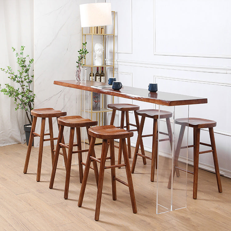 Modern Solid Wood Bar Table Set 1/4/7/9 Pieces Counter Table with Backless Stools Clearhalo 'Bar Furniture' 'furn' 'furn_home_bar_bar_sets' 'Furniture' 'Home Bars & Bar Sets' 'home_bar_bar_sets' 'Kitchen & Dining Furniture' 5381443