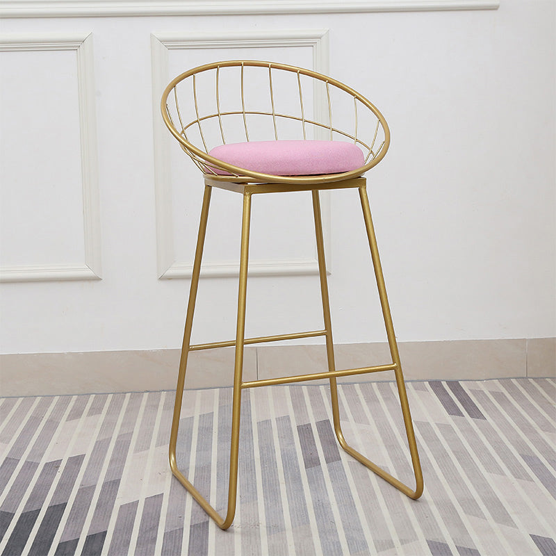 1/4/7 Pieces Glam Iron Bar Table Set Rectangle White Faux Marble Bistro Set with Footrest Pink 30"H Stool (Single) Clearhalo 'Bar Furniture' 'furn' 'furn_home_bar_bar_sets' 'Furniture' 'Home Bars & Bar Sets' 'home_bar_bar_sets' 'Kitchen & Dining Furniture' 5381453