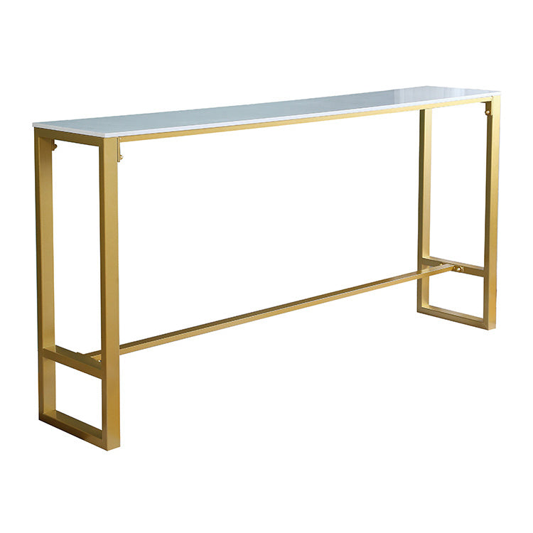 1/4/7 Pieces Glam Iron Bar Table Set Rectangle White Faux Marble Bistro Set with Footrest Clearhalo 'Bar Furniture' 'furn' 'furn_home_bar_bar_sets' 'Furniture' 'Home Bars & Bar Sets' 'home_bar_bar_sets' 'Kitchen & Dining Furniture' 5381459