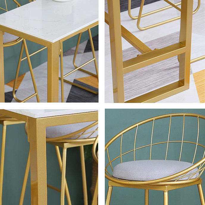 1/4/7 Pieces Glam Iron Bar Table Set Rectangle White Faux Marble Bistro Set with Footrest Clearhalo 'Bar Furniture' 'furn' 'furn_home_bar_bar_sets' 'Furniture' 'Home Bars & Bar Sets' 'home_bar_bar_sets' 'Kitchen & Dining Furniture' 5381460