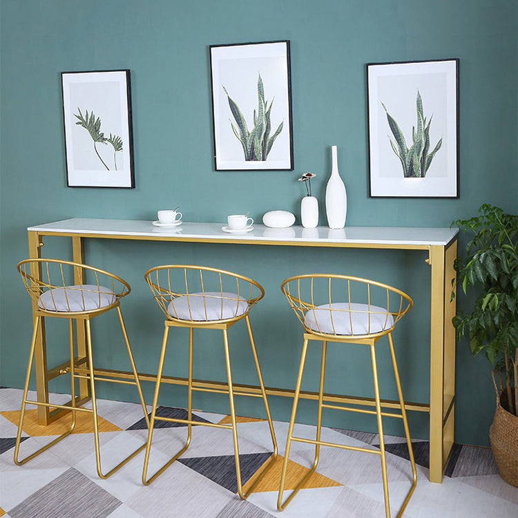 1/4/7 Pieces Glam Iron Bar Table Set Rectangle White Faux Marble Bistro Set with Footrest Clearhalo 'Bar Furniture' 'furn' 'furn_home_bar_bar_sets' 'Furniture' 'Home Bars & Bar Sets' 'home_bar_bar_sets' 'Kitchen & Dining Furniture' 5381462