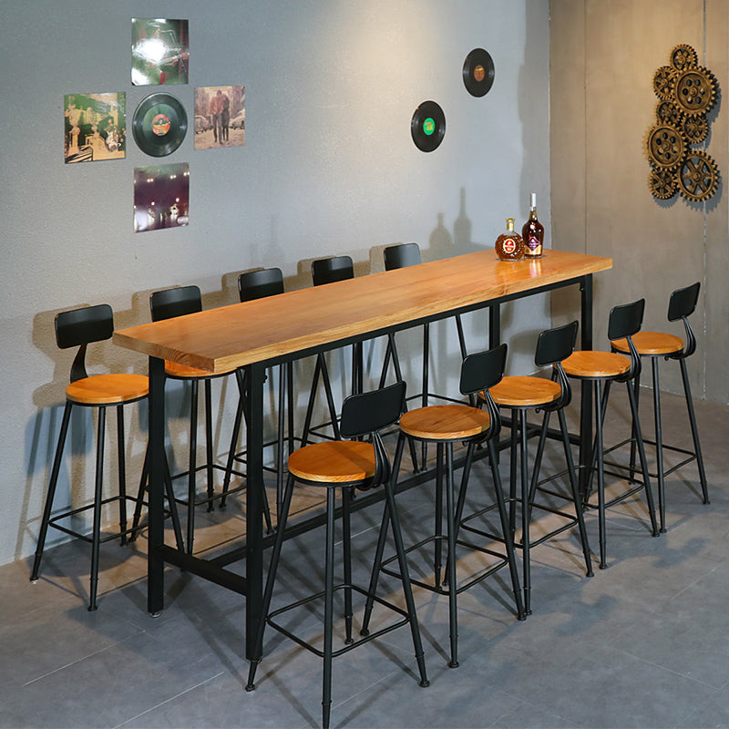 Ensemble de Table de Bar rectangulaire industriel en bois massif, 1/11 pièces, Table de comptoir avec tabourets hauts