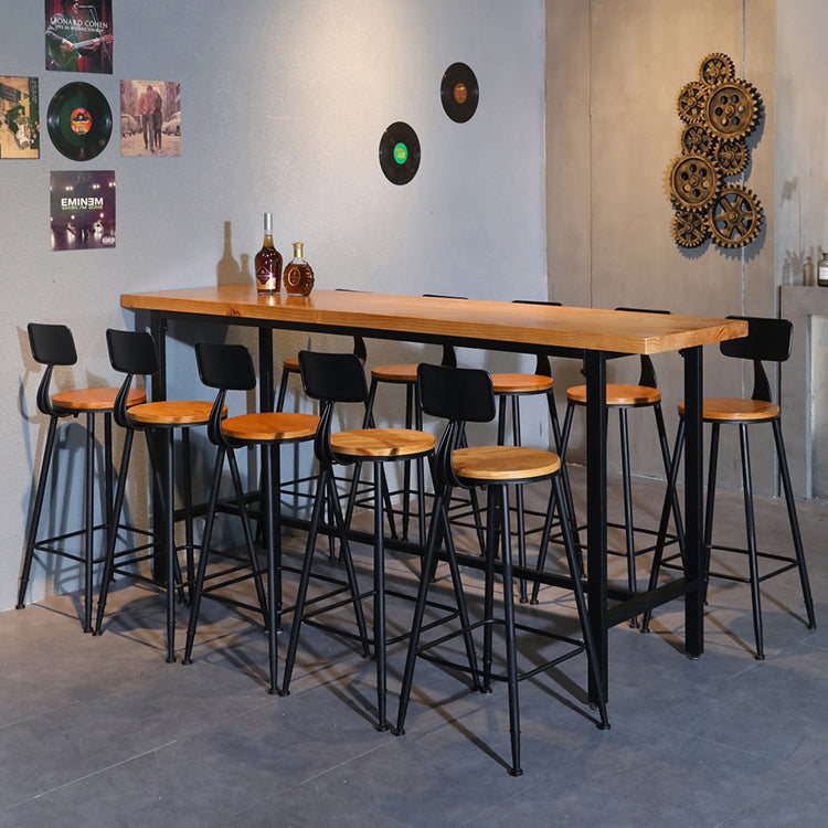 Ensemble de Table de Bar rectangulaire industriel en bois massif, 1/11 pièces, Table de comptoir avec tabourets hauts