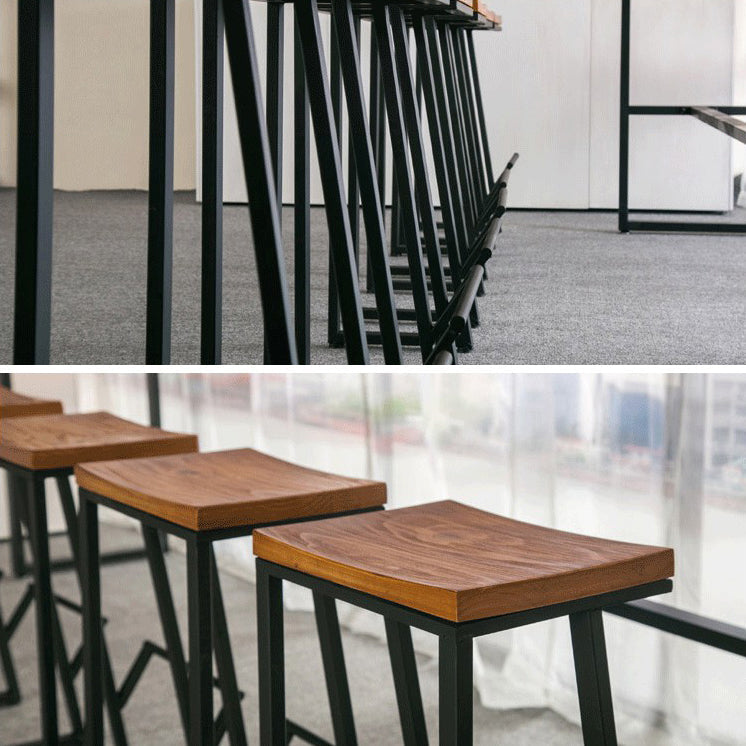 Pièces de 1/7 pièces modernes ensembles de comptoirs en bois de pin rectangle avec tabourets sans dos