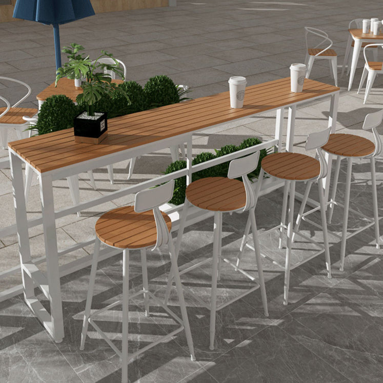 Table de table de bar en bois artificiel industriel 1/5 pièces comptoir table avec tabourets blancs