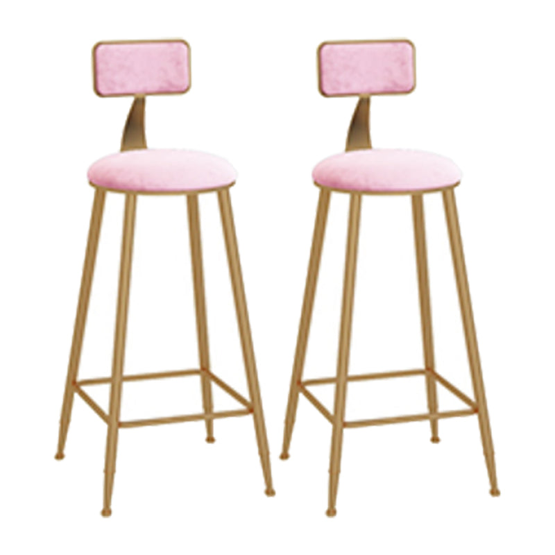 Glam Rectangle Bar Set Storage 1/2/3 Pieces Stone Counter Height Set in Gold Pink 30"H Stools (Set of 2) Clearhalo 'Bar Furniture' 'furn' 'furn_home_bar_bar_sets' 'Furniture' 'Home Bars & Bar Sets' 'home_bar_bar_sets' 'Kitchen & Dining Furniture' 5381590