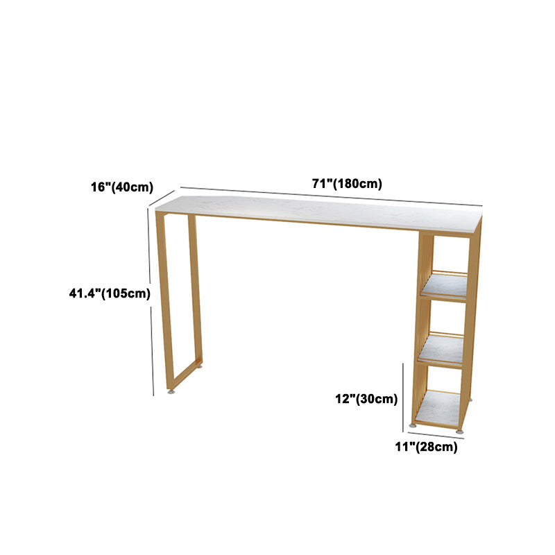 Glam Rectangle Bar Set Storage 1/2/3 Pieces Stone Counter Height Set in Gold Clearhalo 'Bar Furniture' 'furn' 'furn_home_bar_bar_sets' 'Furniture' 'Home Bars & Bar Sets' 'home_bar_bar_sets' 'Kitchen & Dining Furniture' 5381605