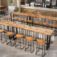Modern 1/9 Pieces Bar Table Set Rectangle Pine Wood Counter Table with High Stools