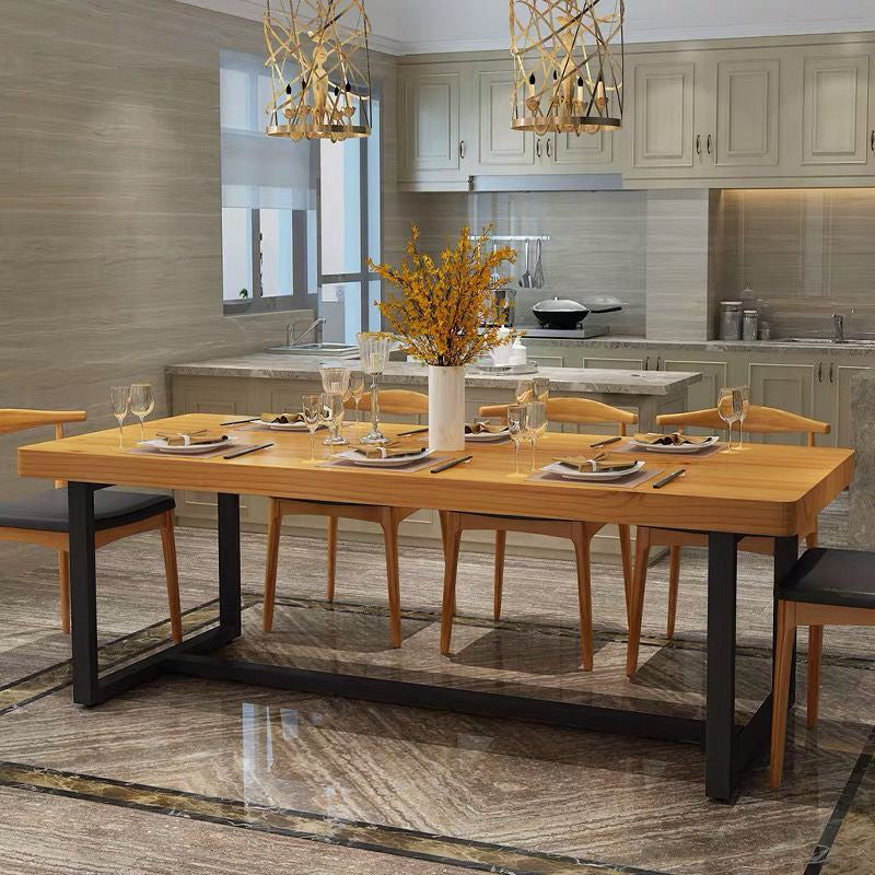 Industrial Rectangle Dining Table Set 1/2/5/6/7 Pieces Natural Solid Wood Dinette Set 6 Pieces: Table, 5 Chairs Clearhalo 'Dining Room Sets' 'Dining Tables & Seating' 'dining_room_set' 'furn' 'furn_dining_room_set' 'Furniture' 'Kitchen & Dining Furniture' 5381686