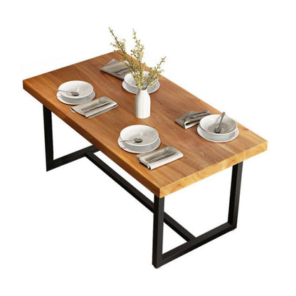 Industrial Rectangle Dining Table Set 1/2/5/6/7 Pieces Natural Solid Wood Dinette Set Wood 79"L x 35"W Clearhalo 'Dining Room Sets' 'Dining Tables & Seating' 'dining_room_set' 'furn' 'furn_dining_room_set' 'Furniture' 'Kitchen & Dining Furniture' 5381687