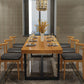 Industrial Rectangle Dining Table Set 1/2/5/6/7 Pieces Natural Solid Wood Dinette Set Clearhalo 'Dining Room Sets' 'Dining Tables & Seating' 'dining_room_set' 'furn' 'furn_dining_room_set' 'Furniture' 'Kitchen & Dining Furniture' 5381690