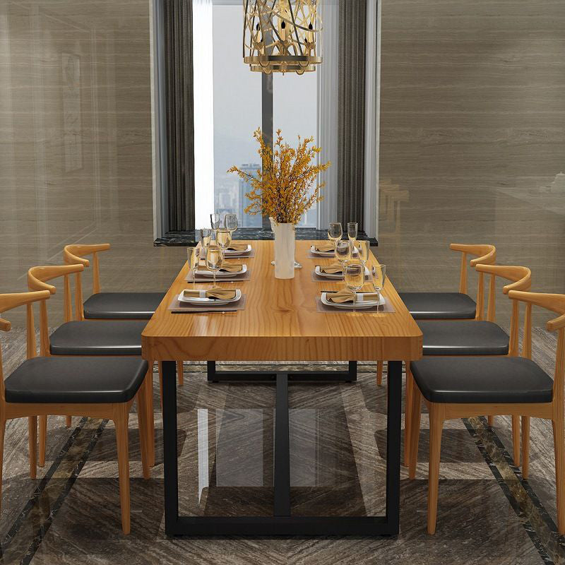 Industrial Rectangle Dining Table Set 1/2/5/6/7 Pieces Natural Solid Wood Dinette Set Clearhalo 'Dining Room Sets' 'Dining Tables & Seating' 'dining_room_set' 'furn' 'furn_dining_room_set' 'Furniture' 'Kitchen & Dining Furniture' 5381690