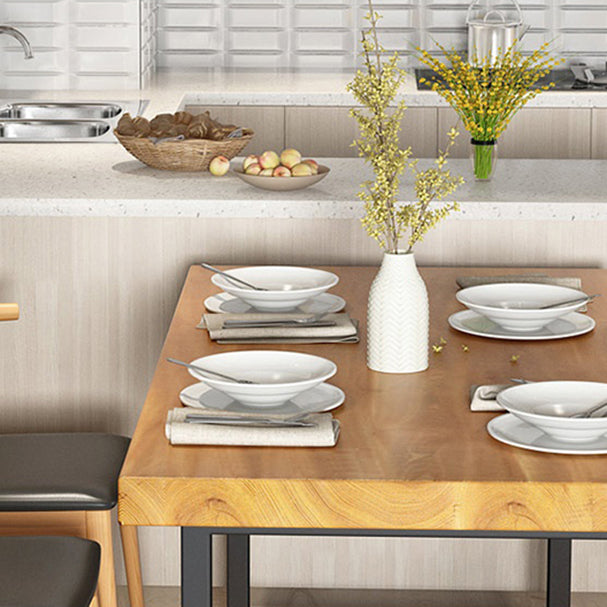 Industrial Rectangle Dining Table Set 1/2/5/6/7 Pieces Natural Solid Wood Dinette Set Clearhalo 'Dining Room Sets' 'Dining Tables & Seating' 'dining_room_set' 'furn' 'furn_dining_room_set' 'Furniture' 'Kitchen & Dining Furniture' 5381693